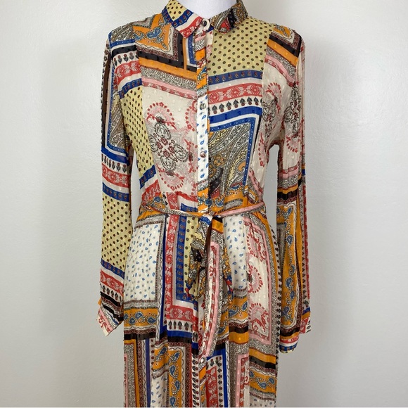 Zara Swiss Dot Printed Patchwork Midi Maxi Shirtdress - Picture 4 of 11